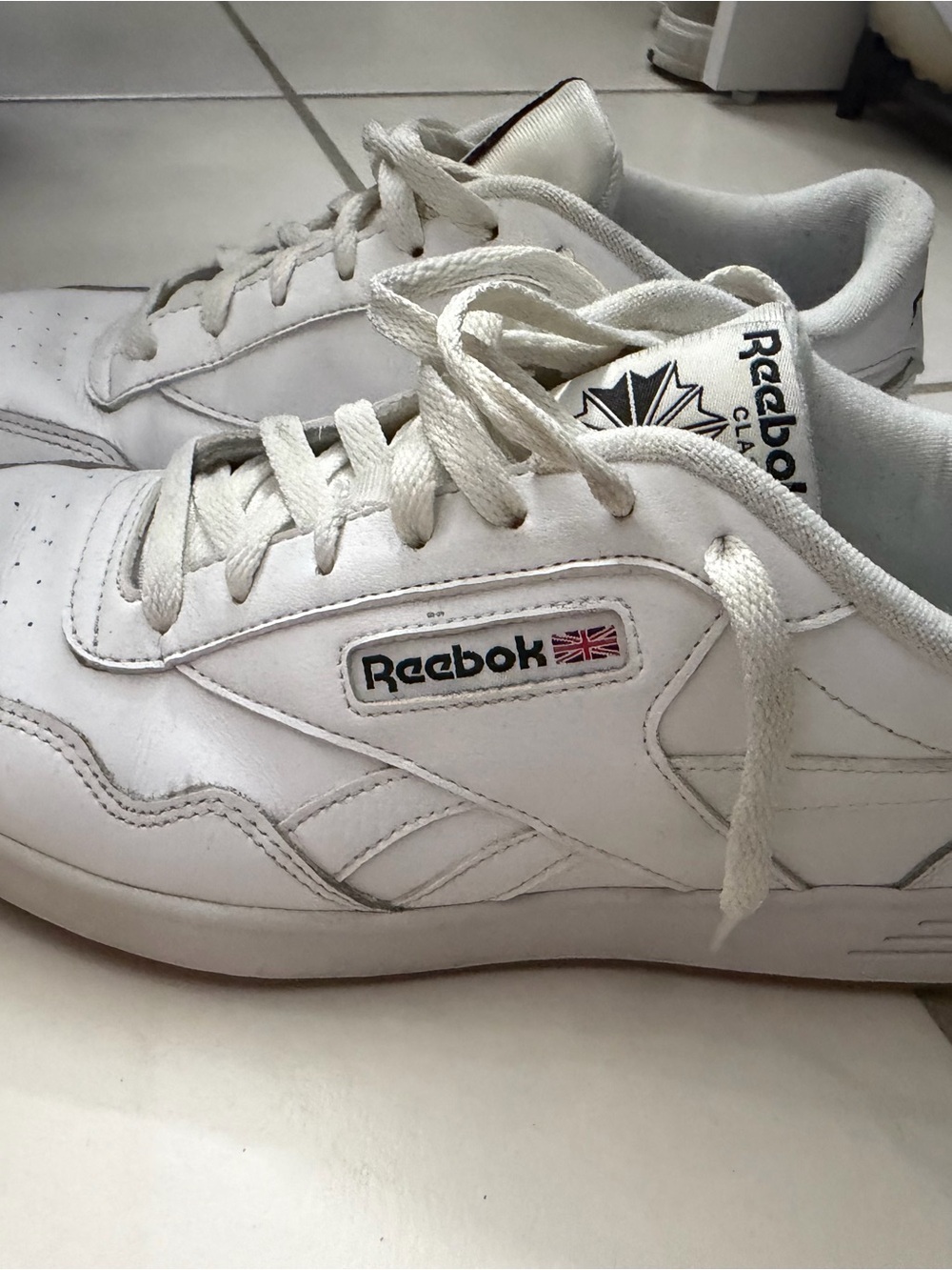 Reebok White Leather Men's Sneakers with Union Jack Logo